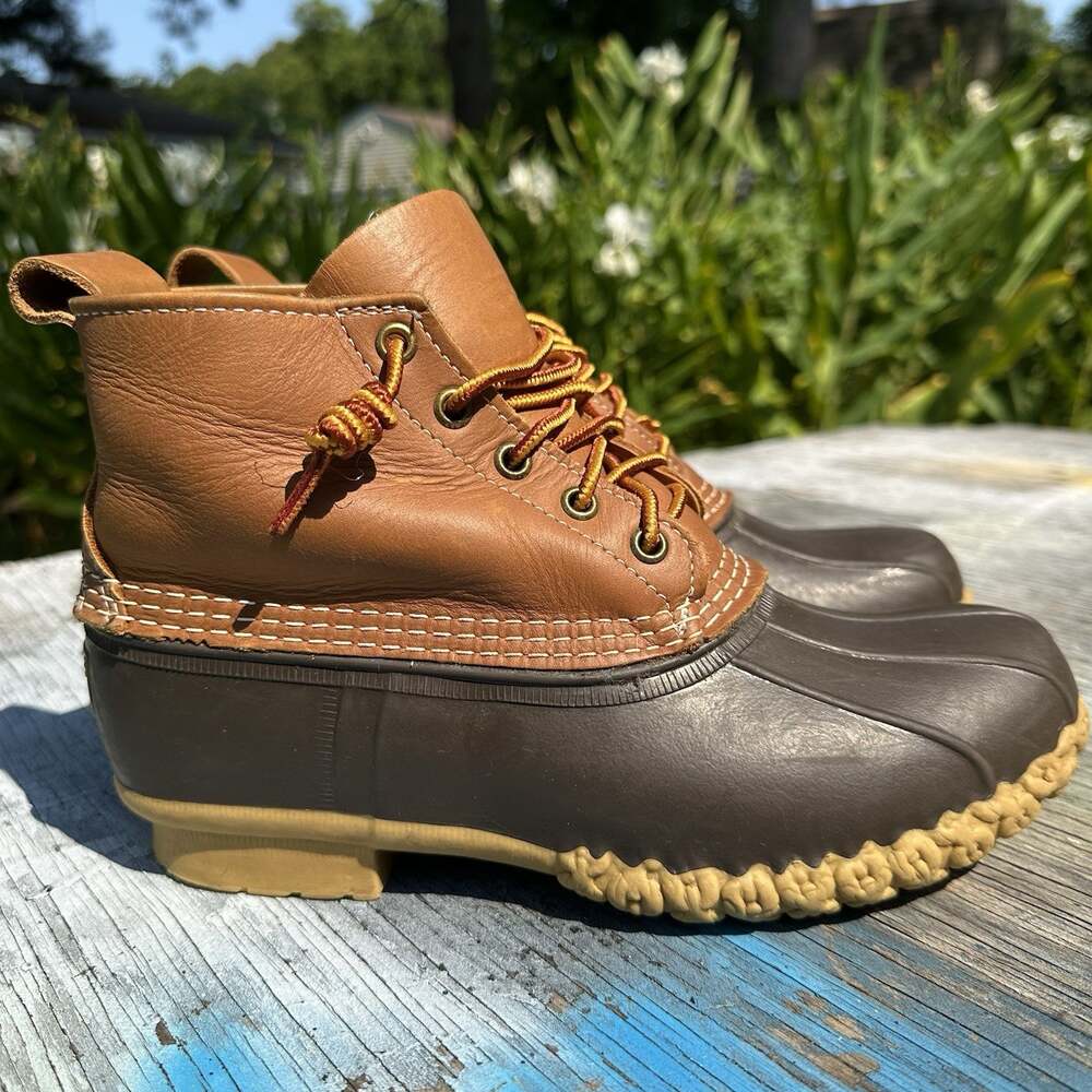 LL Bean Women’s 8 W Classic 6” Bean Boot Brown Leather Rubber Duck Maine Wide BP